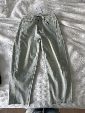 Light blue Pinstripe Barrel Jeans